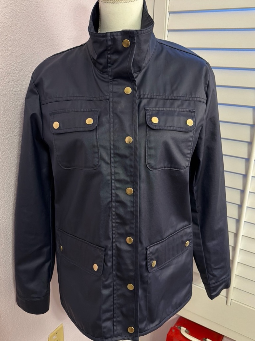 Women’s Navy Funnel Neck Rain Jacket